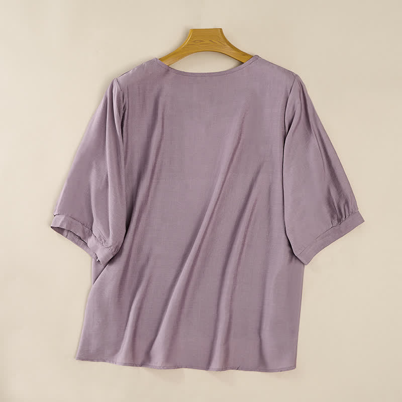 Buddha Stones Spring Boho Embroidered Elbow-Length Sleeve Women's T-Shirts - image 8