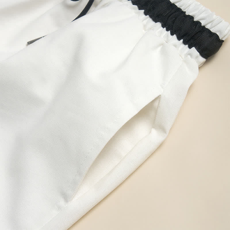 Buddha Stones Commute Drawstring Cotton Cropped Women's Wide Leg Pants With Pockets - image 3