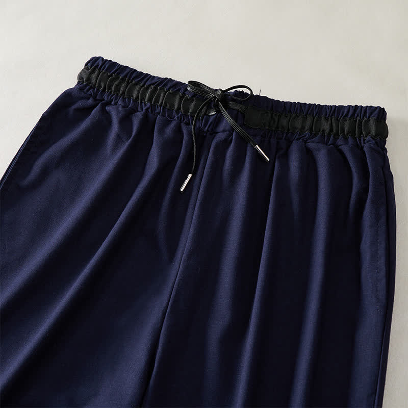 Buddha Stones Commute Drawstring Cotton Cropped Women's Wide Leg Pants With Pockets - image 12