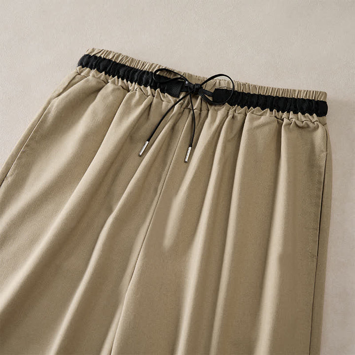 Buddha Stones Commute Drawstring Cotton Cropped Women's Wide Leg Pants With Pockets - image 6