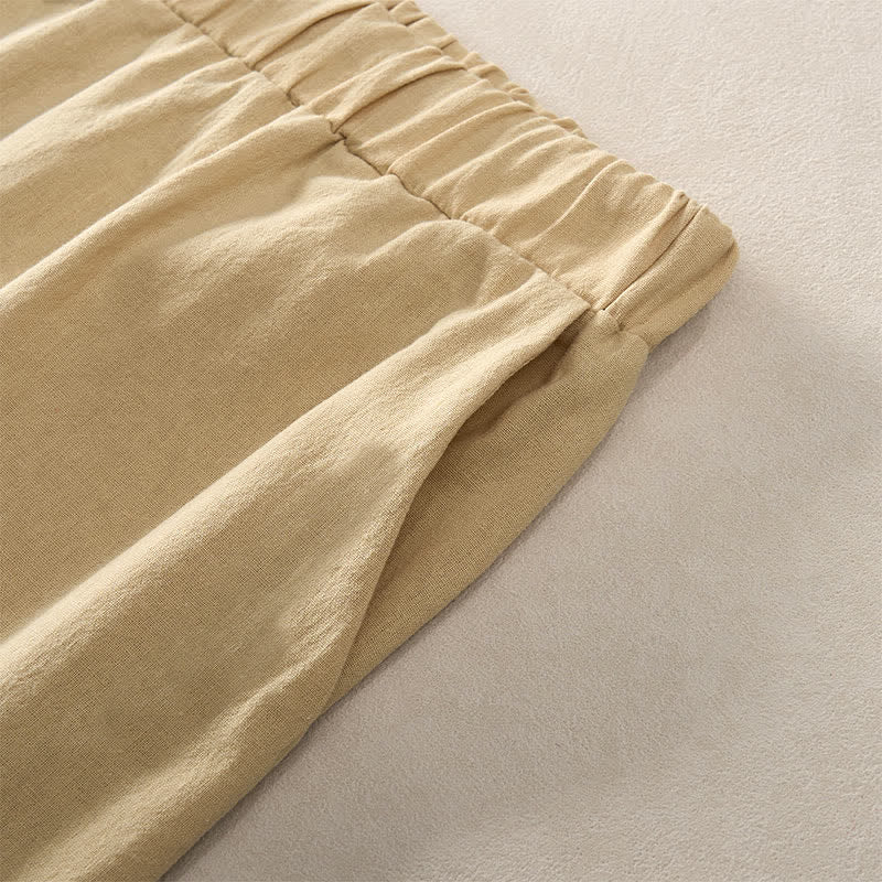 Buddha Stones Summer Lace-trimmed Hem Solid Color Women's Tapered Pants With Pockets - image 37