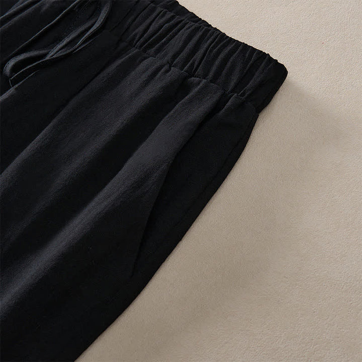 Buddha Stones Summer Lace-trimmed Hem Solid Color Women's Tapered Pants With Pockets - image 18