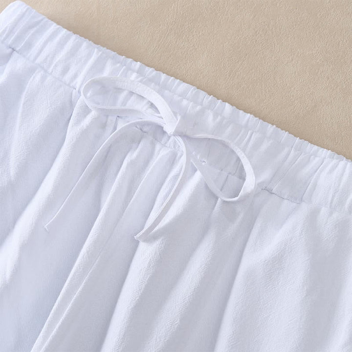 Buddha Stones Summer Lace-trimmed Hem Solid Color Women's Tapered Pants With Pockets - image 5