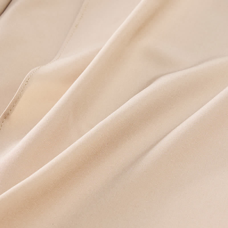 Buddha Stones Elegant Plain Side-Slit Drawstring Bow Design High Waist Women's Wide Leg Pants - image 9