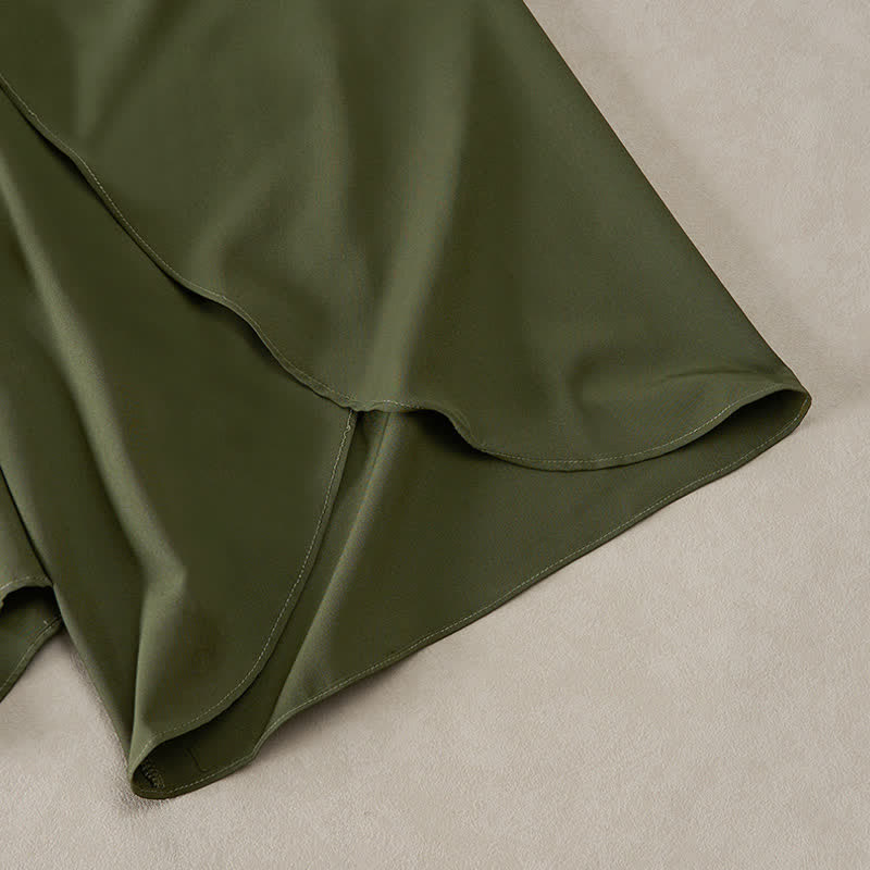 Buddha Stones Elegant Plain Side-Slit Drawstring Bow Design High Waist Women's Wide Leg Pants - image 4