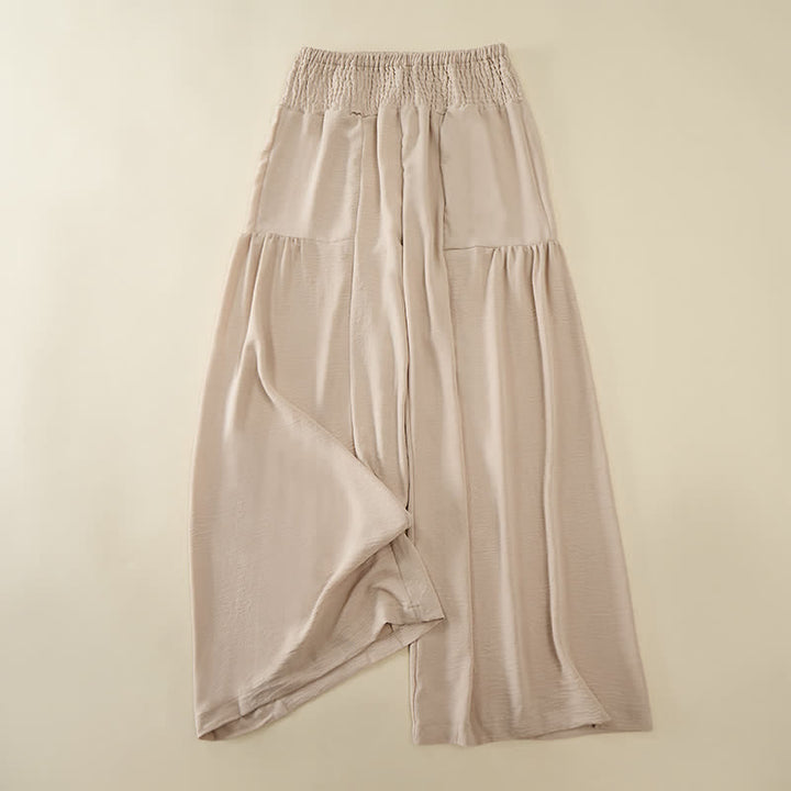 Buddha Stones Women's Summer High Elastic Waist Full Length Wide Leg Pants - AntiqueWhite - US14，UK/AU18，EU46 (2XL) - image 0