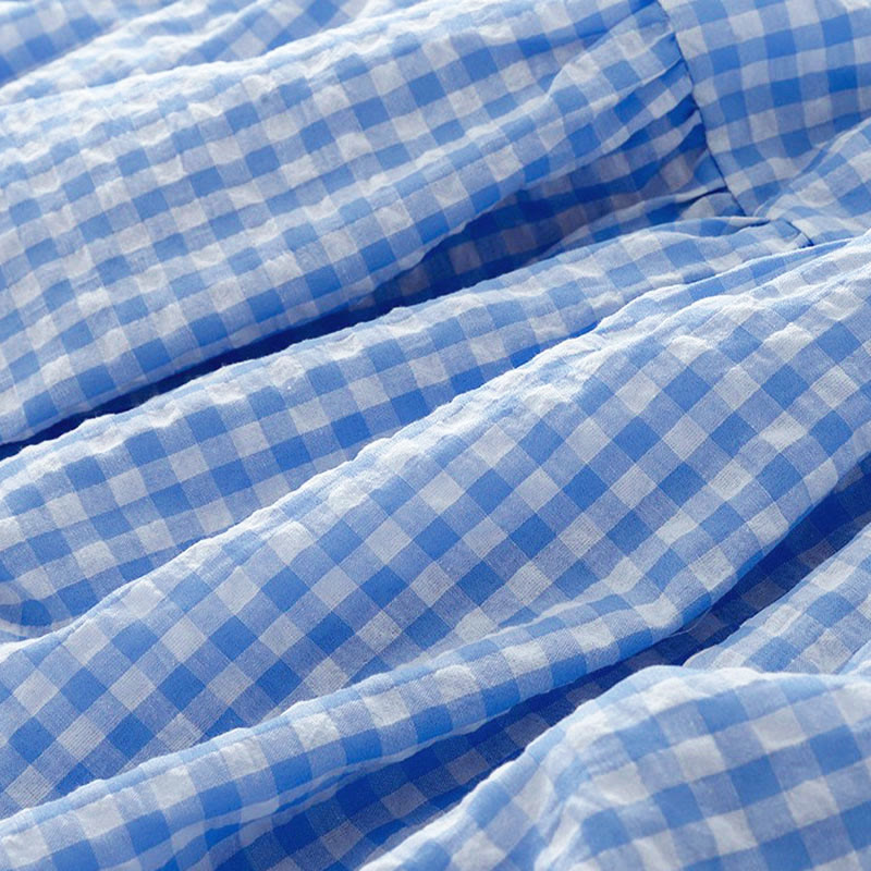 Buddha Stones Crew Neck Sleeveless Plaid Summer Cotton Knee Length Dress - image 17