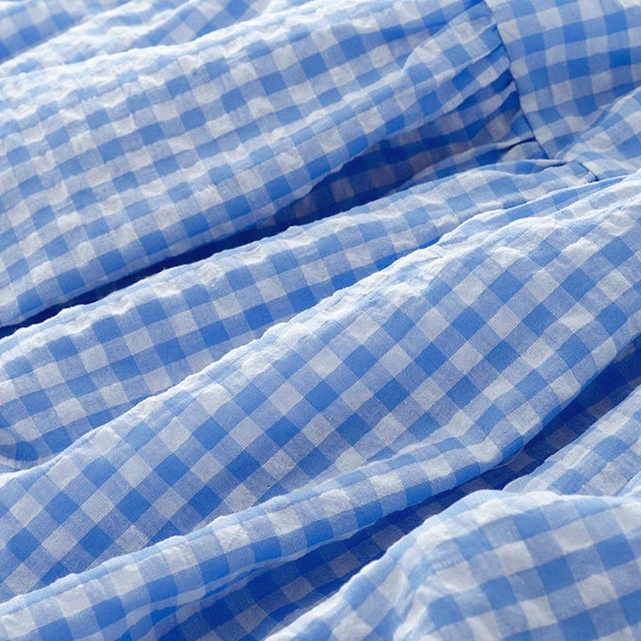 Buddha Stones Crew Neck Sleeveless Plaid Summer Cotton Knee Length Dress - image 17