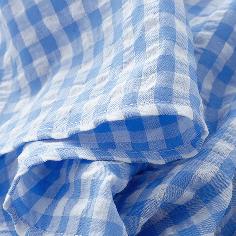 Buddha Stones Crew Neck Sleeveless Plaid Summer Cotton Knee Length Dress - image 16