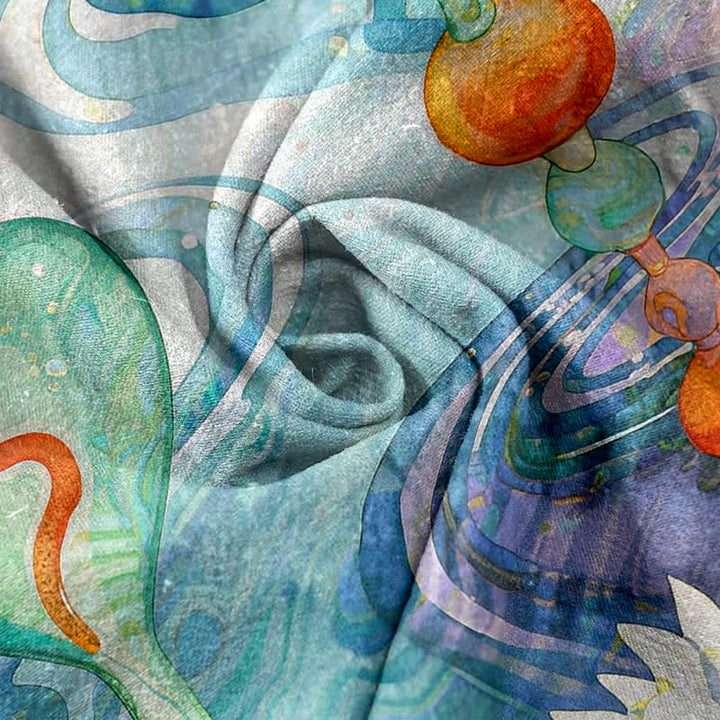 Buddha Stones Flower Pattern Drawstring Elastic Waist Women's Cotton Pants With Pockets - image 2