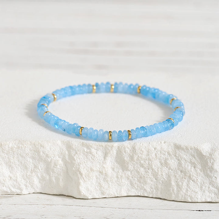 Buddha Stones Natural Aquamarine Fine 4mm Bead Pearl Serenity Bracelet - Aquamarine(Wrist Circumference: 15-16cm) - image 0