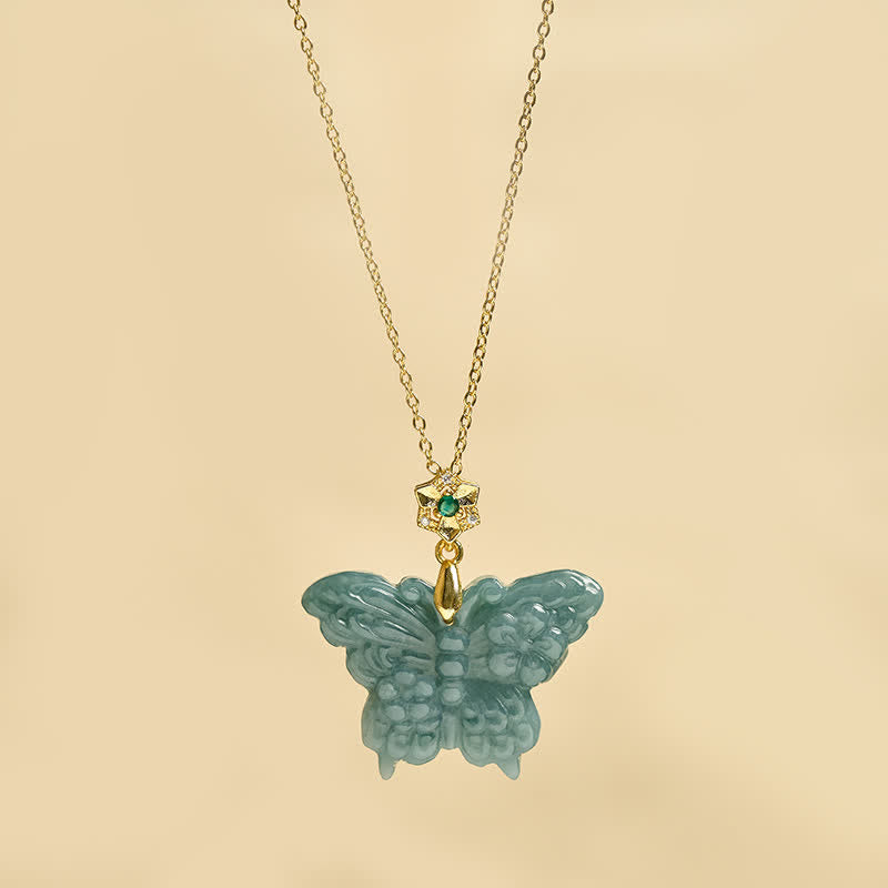 Buddha Stones "FOR DEAREST MOTHER" Jade Butterfly Abundance Necklace Pendants Includes Gift Message Card - image 4