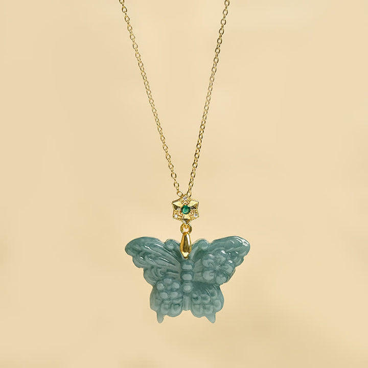 Buddha Stones "FOR DEAREST MOTHER" Jade Butterfly Abundance Necklace Pendants Includes Gift Message Card - image 4