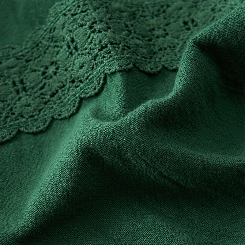 Buddha Stones Summer Retro Lace Patchwork Desgin High Waist Women's Tapered Capri Pants With Pockets - image 12