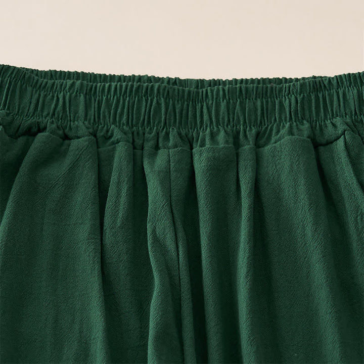 Buddha Stones Summer Retro Lace Patchwork Desgin High Waist Women's Tapered Capri Pants With Pockets - image 9