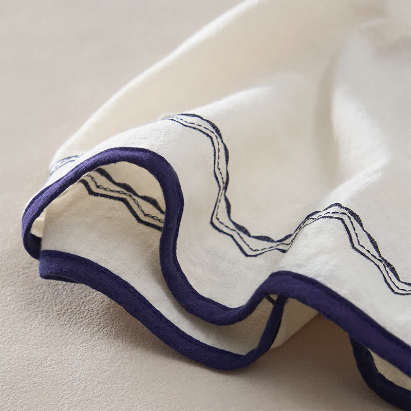 Buddha Stones Summer Embroidery Hem Back Zipper Design Sleeveless Solid Color Mini Dress With Pockets - image 15