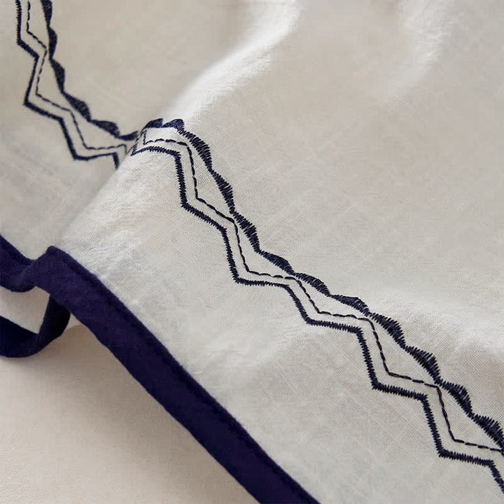 Buddha Stones Summer Embroidery Hem Back Zipper Design Sleeveless Solid Color Mini Dress With Pockets - image 14