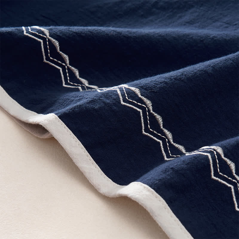 Buddha Stones Summer Embroidery Hem Back Zipper Design Sleeveless Solid Color Mini Dress With Pockets - image 7