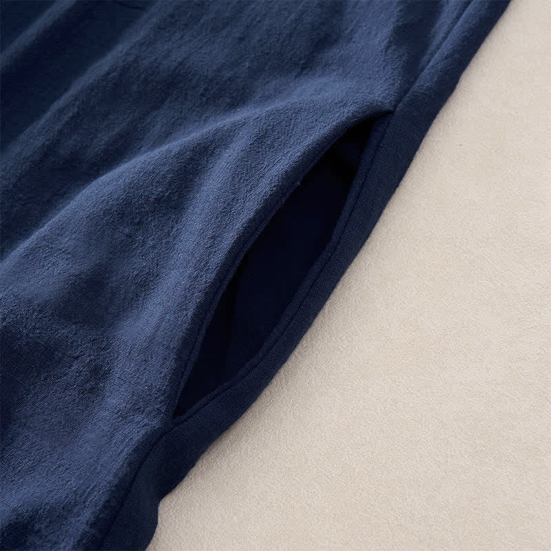 Buddha Stones Summer Embroidery Hem Back Zipper Design Sleeveless Solid Color Mini Dress With Pockets - image 5