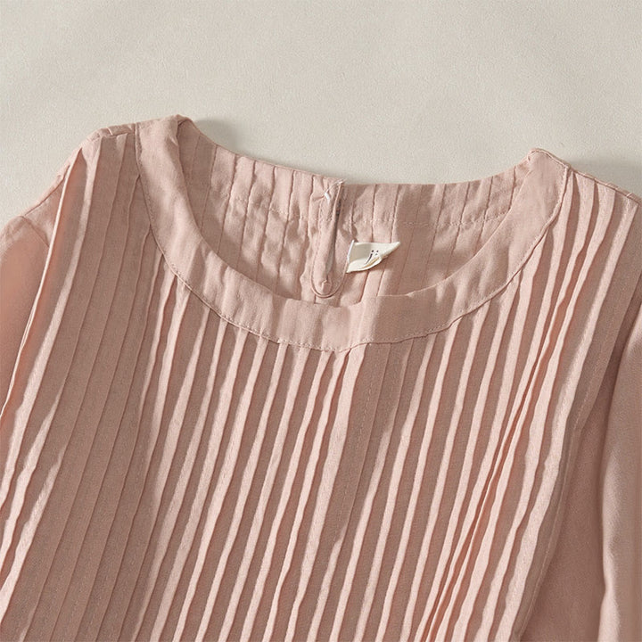 Buddha Stones Summer Pintuck A Line Knee Length Women's Short Sleeve Dress With Tie Waist Bow - image 2