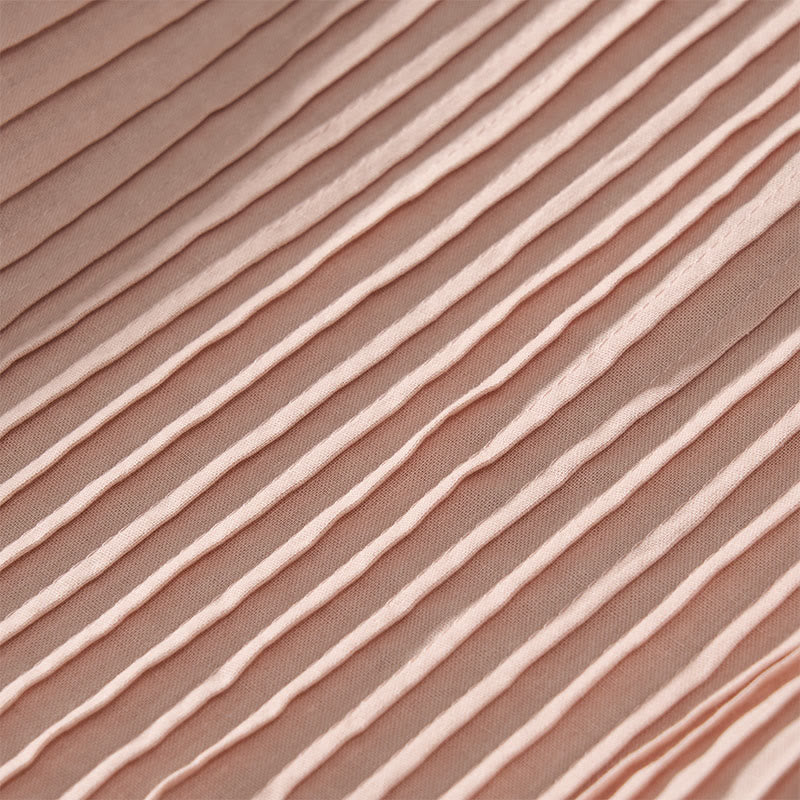 Buddha Stones Summer Pintuck A Line Knee Length Women's Short Sleeve Dress With Tie Waist Bow - image 5