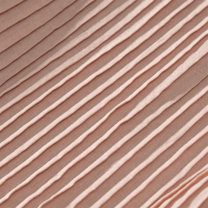 Buddha Stones Summer Pintuck A Line Knee Length Women's Short Sleeve Dress With Tie Waist Bow - image 5