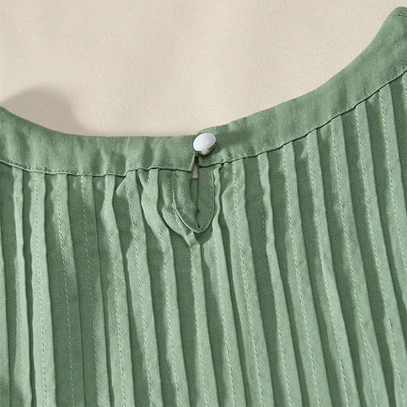 Buddha Stones Summer Pintuck A Line Knee Length Women's Short Sleeve Dress With Tie Waist Bow - image 11