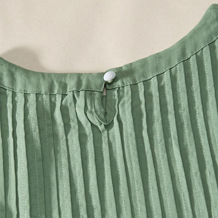 Buddha Stones Summer Pintuck A Line Knee Length Women's Short Sleeve Dress With Tie Waist Bow - image 11