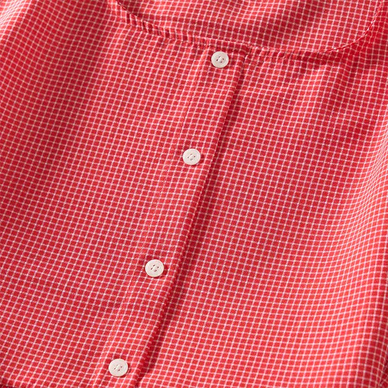 Buddha Stones Summer Coral Gingham Sleeveless A Line Vacation Casual Knee Length Dress With Pockets - image 3