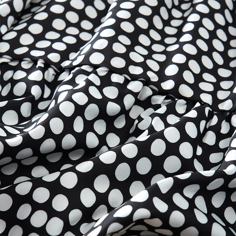 Buddha Stones Summer Elegant Polka Dot A Line Ruffle Hem Short Sleeve Knee Length Dress - image 11