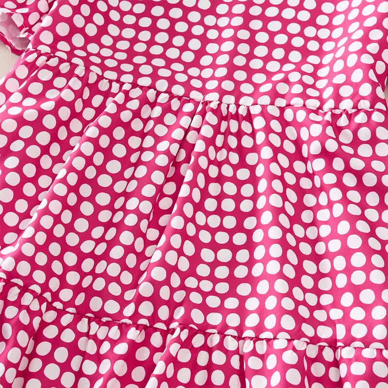 Buddha Stones Summer Elegant Polka Dot A Line Ruffle Hem Short Sleeve Knee Length Dress - image 16