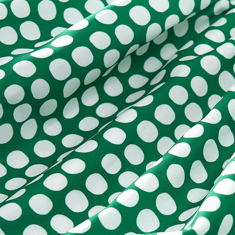 Buddha Stones Summer Elegant Polka Dot A Line Ruffle Hem Short Sleeve Knee Length Dress - image 28