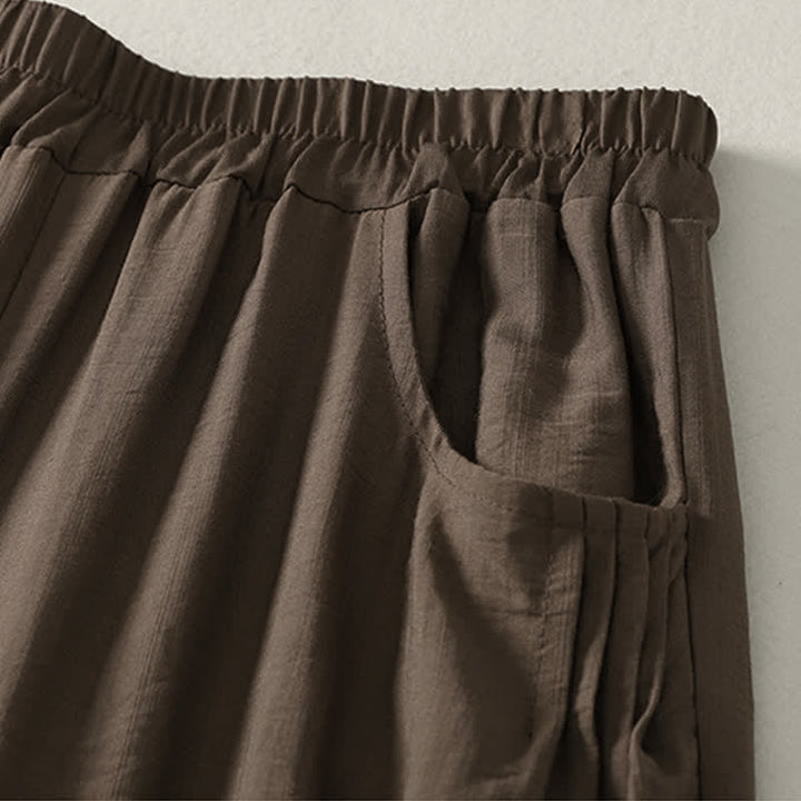 Buddha Stones Summer Solid Color Elastic Waist Women's Capri Harem Pants - image 2