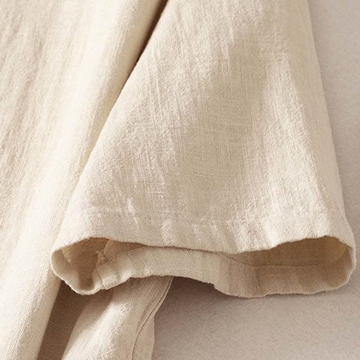 Buddha Stones Spring Frog-Button Knee Length Cotton Women's Short Sleeve Dress With Pockets - image 5