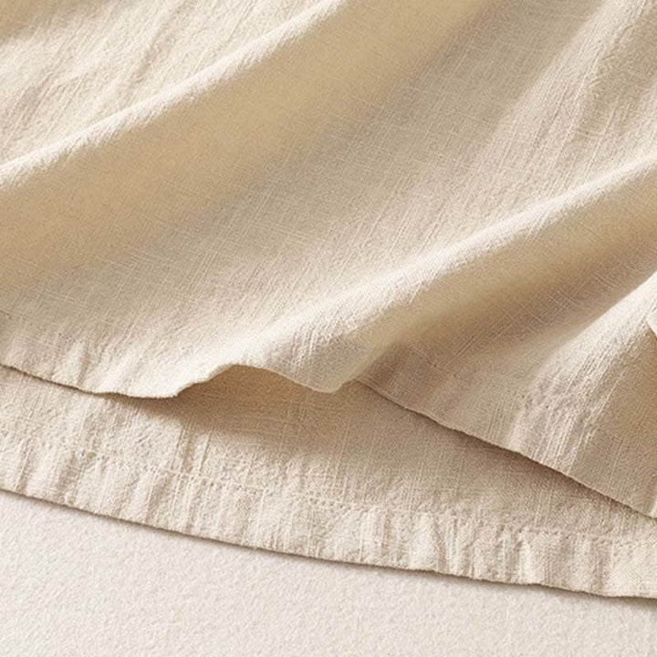 Buddha Stones Spring Frog-Button Knee Length Cotton Women's Short Sleeve Dress With Pockets - image 8