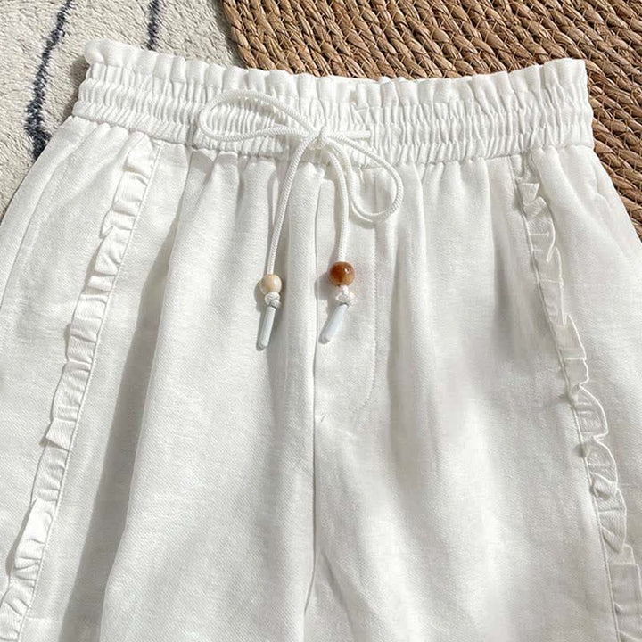 Buddha Stones Summer Drawstring Ruffle Elastic Waist Women's Shorts With Pockets - image 16