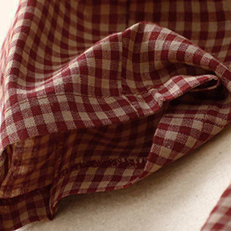 Buddha Stones Summer Plaid Elastic Waist Cropped Women's Tapered Pants With Pockets - image 5