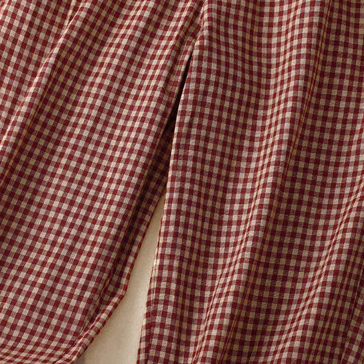 Buddha Stones Summer Plaid Elastic Waist Cropped Women's Tapered Pants With Pockets - image 3