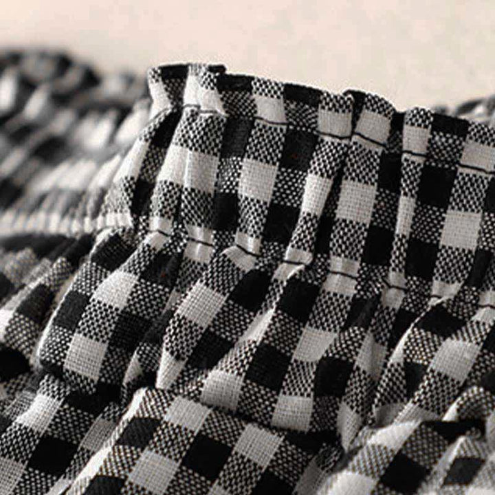 Buddha Stones Summer Plaid Elastic Waist Cropped Women's Tapered Pants With Pockets - image 9