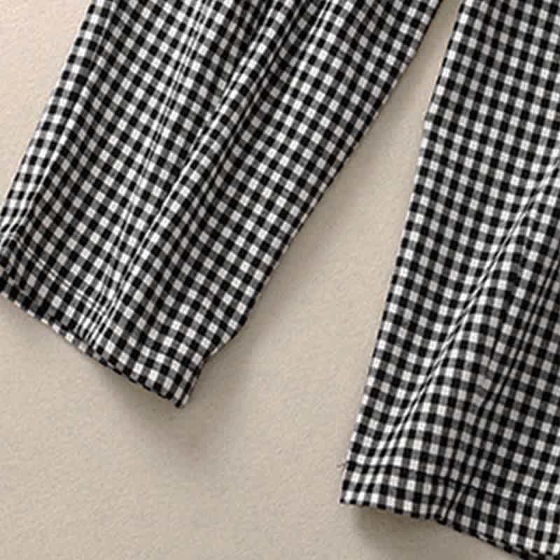 Buddha Stones Summer Plaid Elastic Waist Cropped Women's Tapered Pants With Pockets - image 14