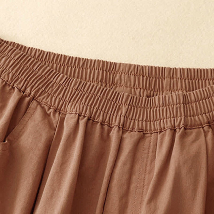 Buddha Stones Summer Cotton Elastic Waist Women's Half Pants With Pockets - image 15