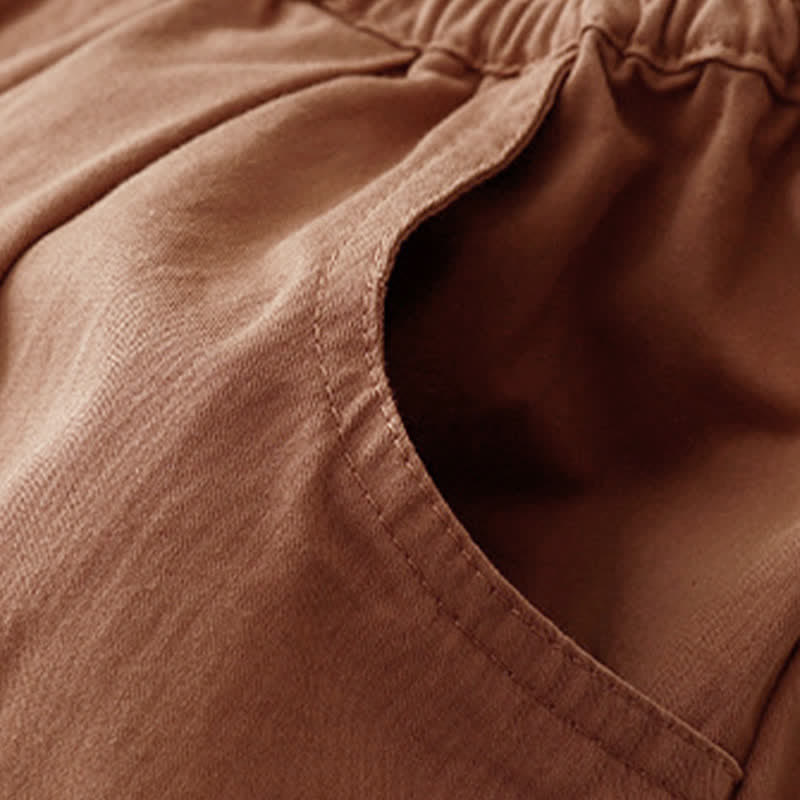 Buddha Stones Summer Cotton Elastic Waist Women's Half Pants With Pockets - image 17