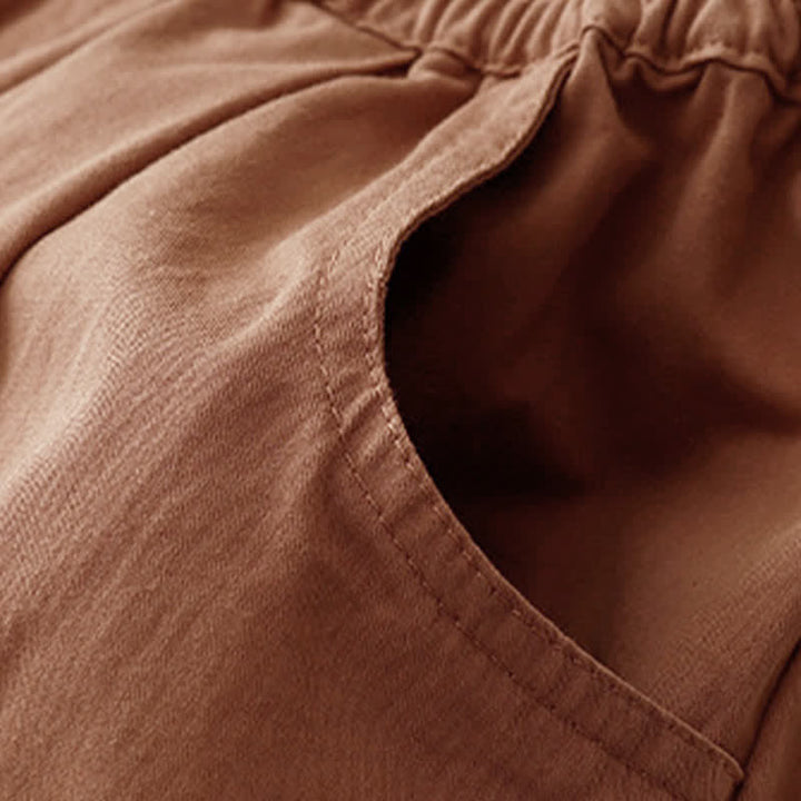 Buddha Stones Summer Cotton Elastic Waist Women's Half Pants With Pockets - image 17