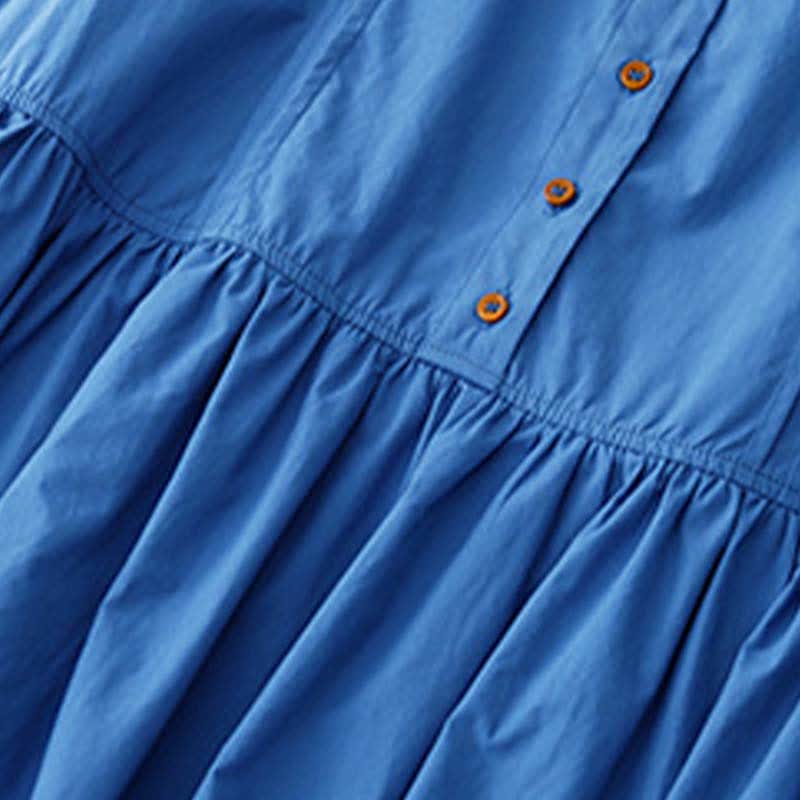 Buddha Stones Summer Buttons Pleated Knee Length Women's Sleeveless Dress With Pockets - image 4