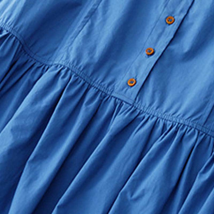 Buddha Stones Summer Buttons Pleated Knee Length Women's Sleeveless Dress With Pockets - image 4