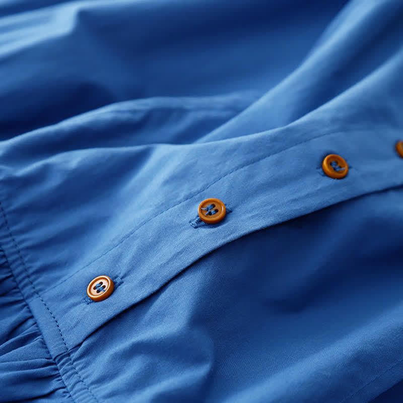 Buddha Stones Summer Buttons Pleated Knee Length Women's Sleeveless Dress With Pockets - image 5