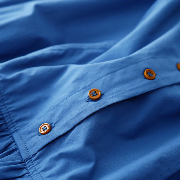 Buddha Stones Summer Buttons Pleated Knee Length Women's Sleeveless Dress With Pockets - image 5