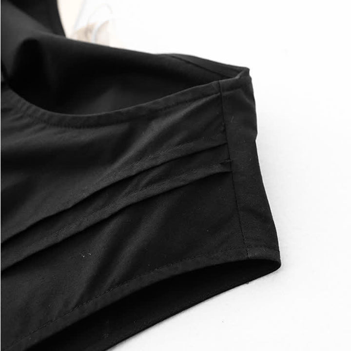 Buddha Stones Summer Buttons Pleated Knee Length Women's Sleeveless Dress With Pockets - image 18