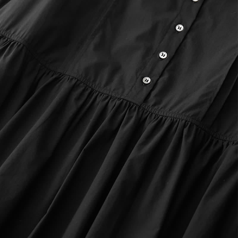 Buddha Stones Summer Buttons Pleated Knee Length Women's Sleeveless Dress With Pockets - image 16