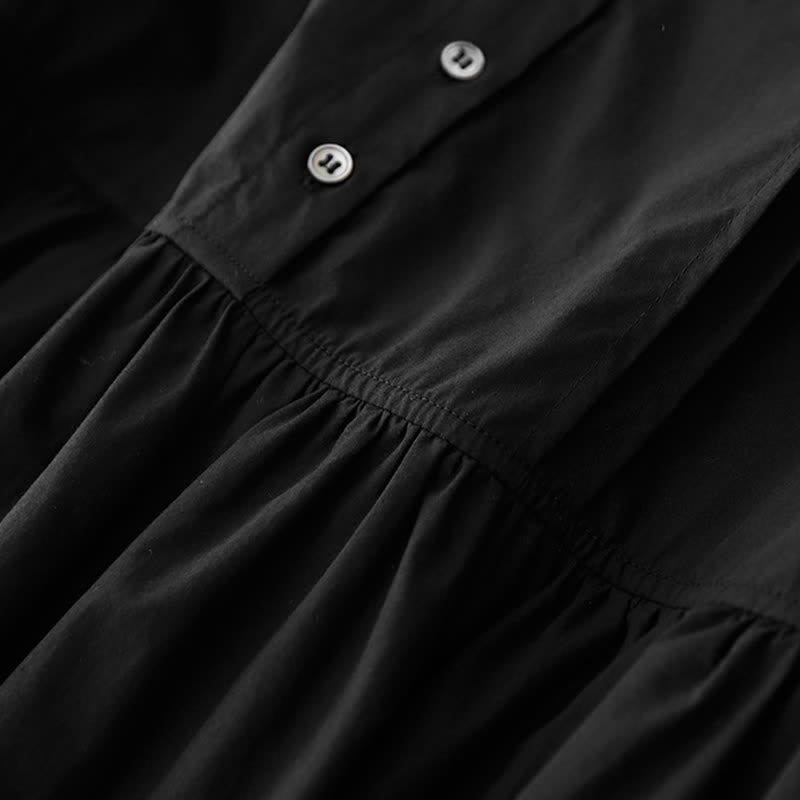 Buddha Stones Summer Buttons Pleated Knee Length Women's Sleeveless Dress With Pockets - image 17